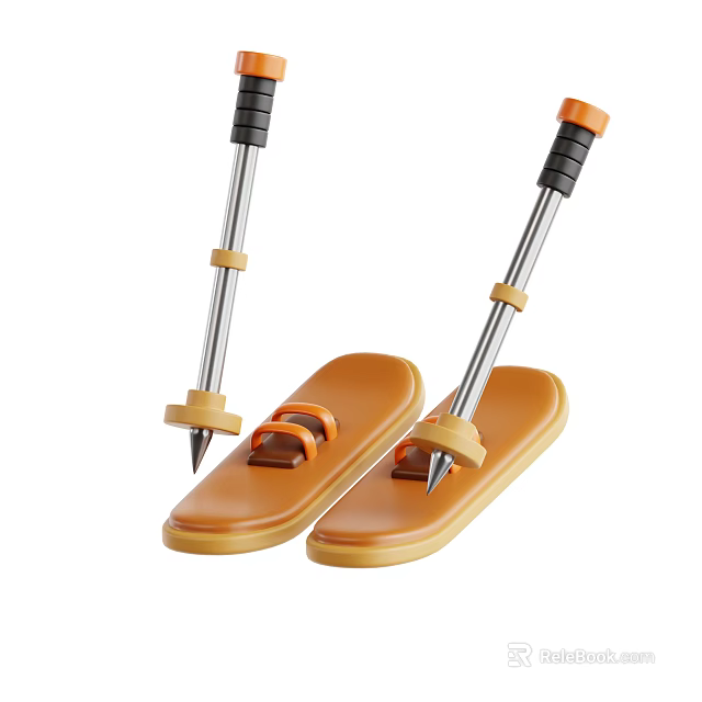Sturdy Sports Training Equipment With Metal Poles Black Orange Handles And Brown Foot Pedals 3d model 