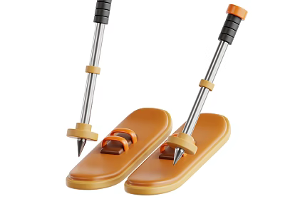 Sturdy Sports Training Equipment With Metal Poles Black Orange Handles And Brown Foot Pedals 3d model