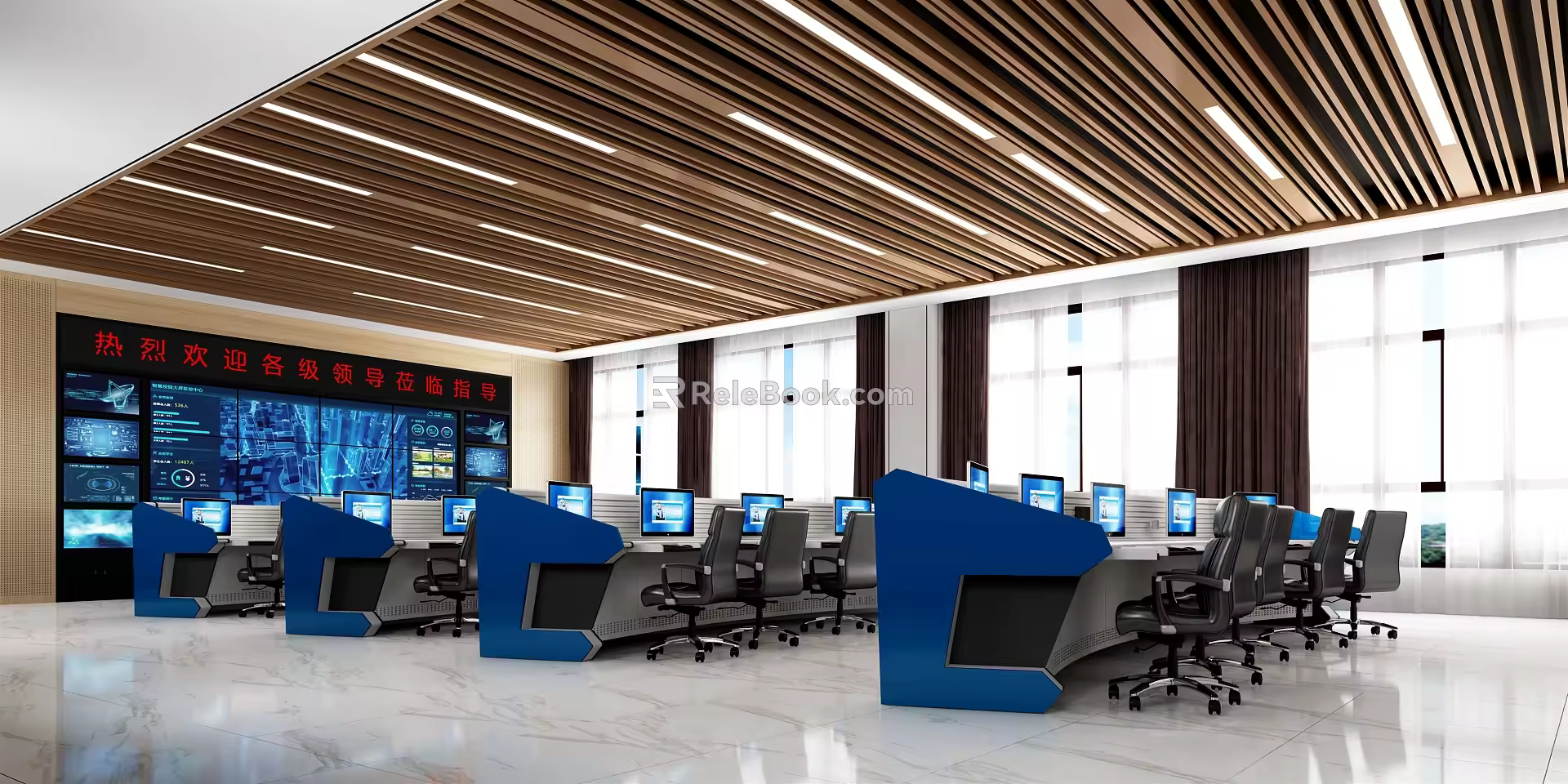 Modern Monitoring Room Public Security Bureau Video Monitoring Center Command and Dispatch Center 3d model