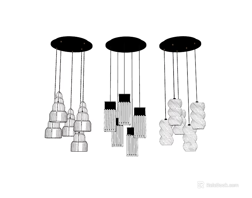 Modern Crystal Chandeliers With Multiple Hanging Crystal Elements For Interior Design 3d model