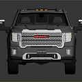 Silver Modern Pickup Truck With Front Grille Bed And Reflective Wheels