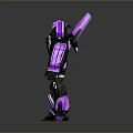 Purple And Black 3D Robot Model With Mechanical Armor And Joints