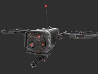 Advanced Drone With Front Camera Four Propellers Red Lights And 06 Marking 3d model