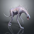 Game Movie Character Slim Spiky Creature With Sharp Teeth Open Mouth Standing Pose