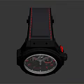 Stylish Black Watch With Red Accents Chronograph Dial And Silicone Strap