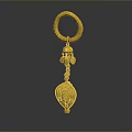 Elegant Golden Hoop Pendant With Leaf Shaped Engraved Decorative Charm