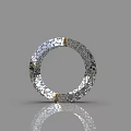 Silver Circular Sculpture with Mosaic Pattern Design and Shiny Reflective Surface 3d model