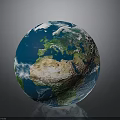 3D Rendered Earth Globe With Detailed Continents Oceans And Clouds