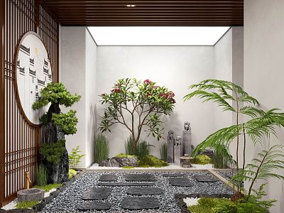 New Chinese Courtyard Interior Landscape Sits 3d model