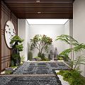 New Chinese Courtyard Interior Landscape Sits 3d model