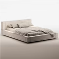 Wooden Platform Bed with Green White Pillows and Gray Blanket in Different Angles