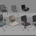 Ergonomic Office Chairs With Various Designs And Different Color Options For Workspace 3d model