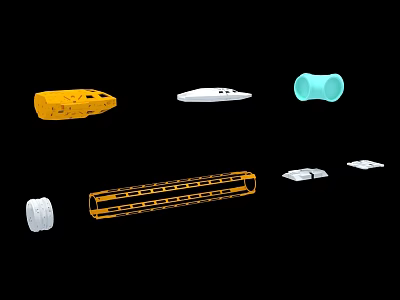 Fighter Jet Yellow White Fuselage And Wing Components Mechanical Assembly Parts 3d model
