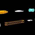 Fighter Jet Yellow White Fuselage And Wing Components Mechanical Assembly Parts