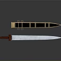 Vintage Long Sword With Red Handle And Black Gold Decorated Scabbard