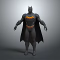 Batman Character 3D Model With Black Costume Yellow Bat Symbol Muscular Figure And Cape