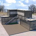 Modern Two Story Container Building With Balcony Staircase And Glass Facade