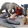Cute Plush Animal Dolls With Soft Toys Small House Models And Star Decorations