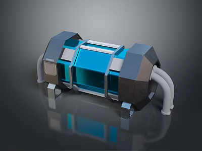 Beautiful Scenic View Featuring Blue Water Gray Rocks And Metallic Structures With Reflective Surface 3d model