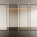 Modern Interior Room Dividers With Black Frame And Translucent Grid Panels 3d model