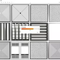 Modern Ceiling Lighting Fixture Combinations With Grille Panel And Strip Designs