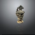 Intricately Carved Classical Vase With Ornate Top And Detailed Floral Patterns