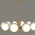 Elegant Modern Chandelier With Golden Hanging Chain And White Spherical Lampshades