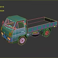 Turquoise Truck Model With Open Bed Classic Front And Black Wheels Design Features 3d model