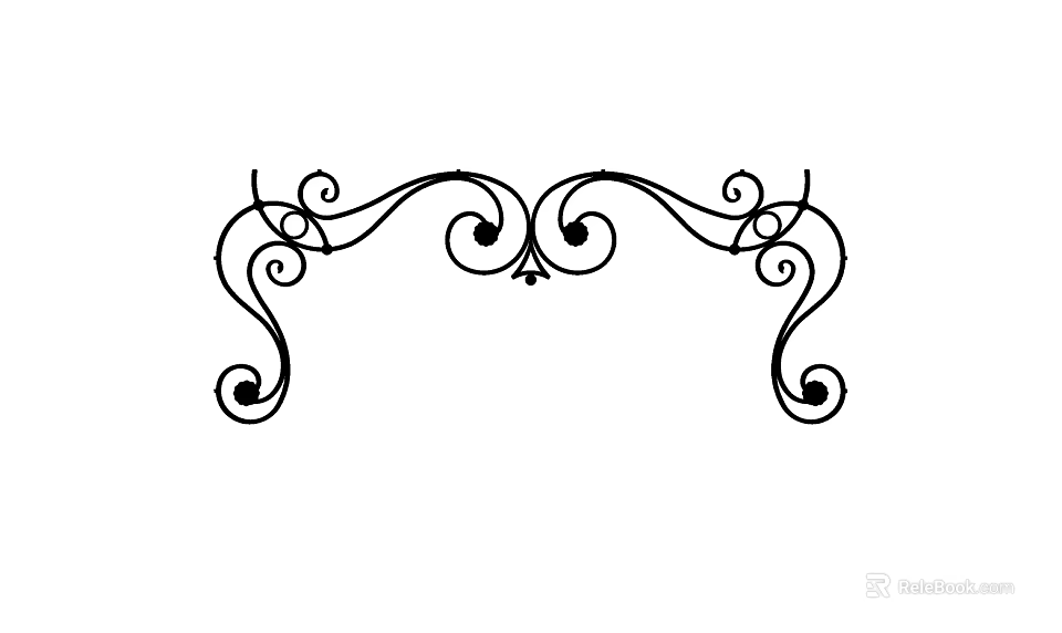 Ornate Metal Decorative Component With Curved Scroll Patterns And Elegant Design 3d model 