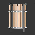 Wooden Slatted Barrel Shaped Equipment With Black Metal Frame Handles And Feet