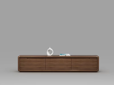 Modern Walnut TV Stand With Three Drawers White Decor And Books On Top 3d model