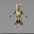 Golden Armored Warrior Character With Spiked Helmet And Ornate Armor Details