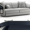 Modern Two Seater Sofa with Gray Fabric Black Frame and Comfortable Cushions 3d model