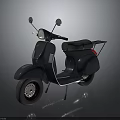 Vintage Black Scooter With Classic Design Side Mirrors And Leather Seat
