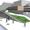 Modern Station Architecture With Green Roof High-Speed Train And Pedestrian Zones