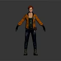 Casual Daily Living Clothing Set With Brown Jacket Black Gloves And Leather Boots