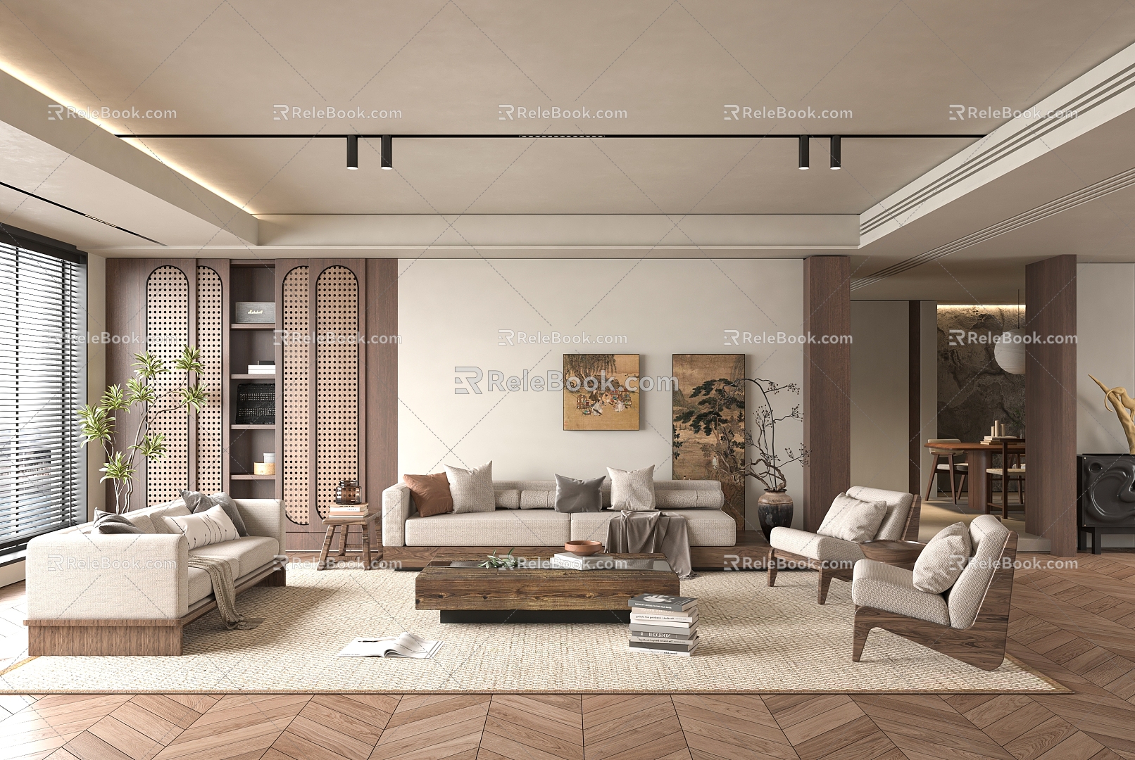 Middle Style Living Room 3d model