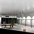 Modern Clothing Store Interior With Clothing Racks Glass Partitions And Green Plant