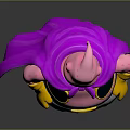 Pink Character Creature With Purple Cape Yellow Gloves White Pants Black Armor And Yellow Boots