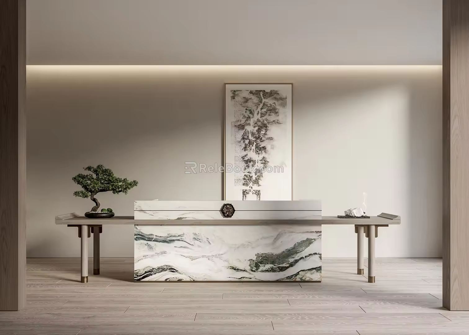 New Chinese-style reception desk 3d model