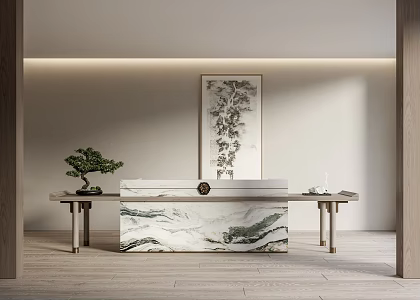 New Chinese-style reception desk 3d model
