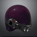 Astronaut Character Wearing Purple Starry Helmet With Metallic Straps And Red Light