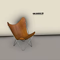 Brown Leather Single Chair With Metal Frame Modern Minimalist Interior Design