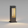 Black Outdoor Column Light With Lattice Panel And Warm Yellow Illumination 3d model