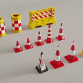 Public Facilities Including Traffic Cones Barriers With Striped Design And Warning Signs