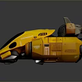 Yellow Futuristic Sci Fi Vehicle With Circular Thrusters And Streamlined Design 3d model