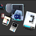 Vintage Computer Equipment Collection With Monitor Printer and Retro Tech Devices