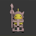 Pikachu Wearing Pink Armor Riding Pink Rocking Horse With Arrow Decoration