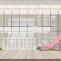 Shenzhen 2026 Modern Glass Building Photo Check In Spot With Pink Blossoms And Bench