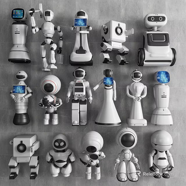 Smart Machines Display Various Robotic Models With Diverse Designs And Features 3d model 